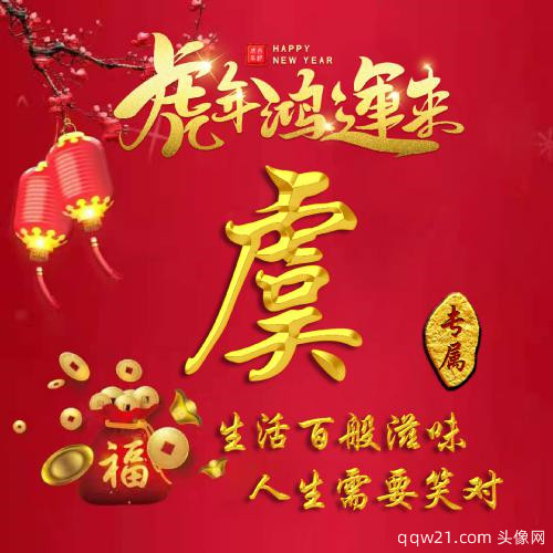 新年红色姓氏头像图片