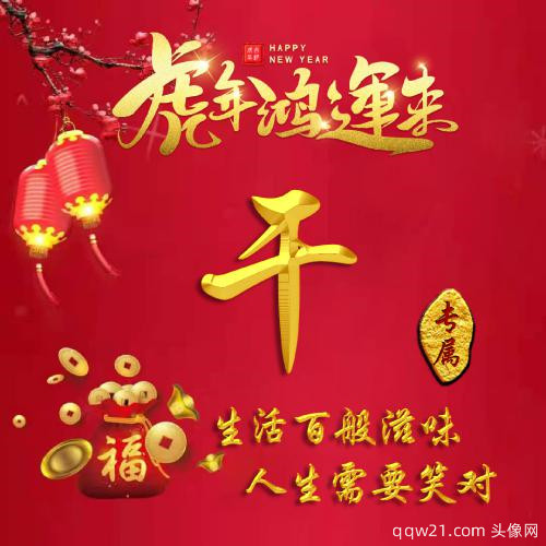 新年红色姓氏头像图片